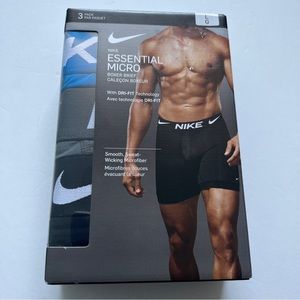 Nike Men Dri-Fit Essential Micro Boxer Brief 3 Pack Blue Gray Black Size Large